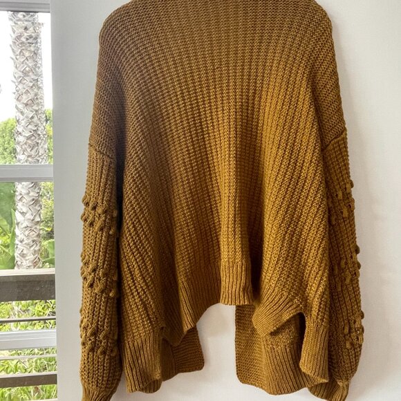 Wishlist Mustard Yellow Open Front Knit Cardigan Sweater Front Pockets, Size S/M - Picture 2 of 6
